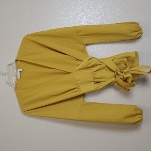 ASOS Wrap Blouse Top Long Sleeve  Mustard Yellow Size 6 Spring